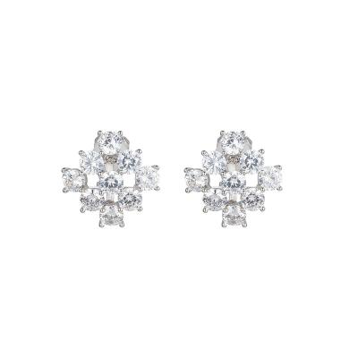 China Swap the national trend of Meixun's new full zirconium sensitive ear cut small fresh diamond-shaped women's daily earrings temperament for sale