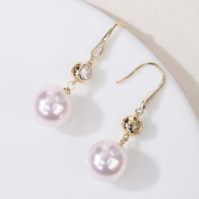 China Meixun Romantic 2023 New Fashion Korean Oversized White Pearl Drop Earrings For Women Round Zircon Wedding Bohemian Gold Earrings for sale