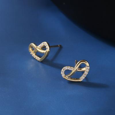 China Jianyue Simple Mass Production Hot Selling Jewelry 925 Sterling Silver Heart Cardioidary Flawless Zircon Stud Earrings for sale