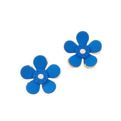 China Sweet high quality silver 925 lucky clover earrings fashion classic van clover natural blue flower clip label micro earrings for sale