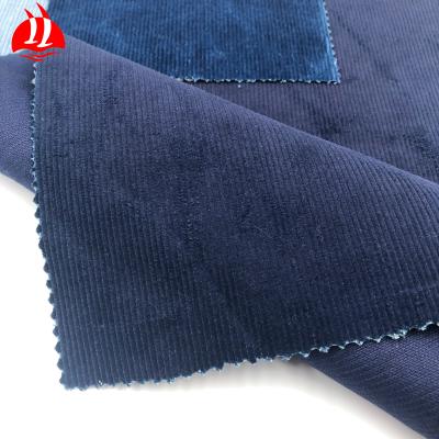 China High Quality 100% Fine Cotton Anti-Static 14 Wales Indigo Solid Dyed Corduroy Fabric for sale