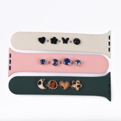 China Metal581082 Stainless Steel Watch Band Charms Strain For Apple Watch Sport Bands Decorative Charms For Silicone Apple Watch Band All Series for sale