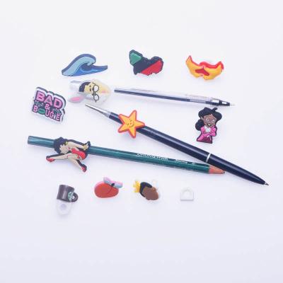 China Custom Drag Charm Ready To Ship Hot Sales Pencil Toppers Covers For Kids Gift PVC Charms For Drinking Straw Promotional Gift DIY Decoration for sale