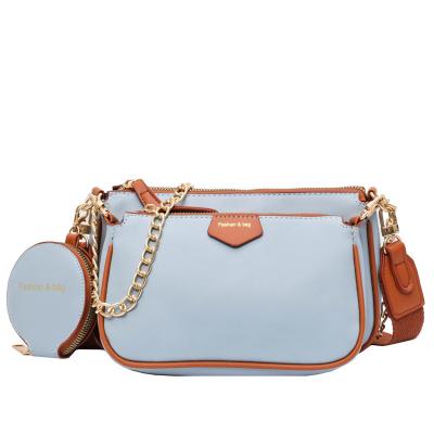 China Lady Fashion 3 Piece Set Wide Strap Messenger Bags Luxury Pu Leather Cross - Body Bag Lady Travel Package Bag Small Letter Purse One Line for sale