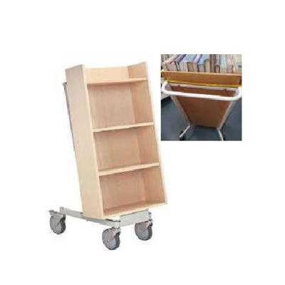 China Modern Hot Selling Mobile Library Furniture Iron Shelf 3 Tier Wooden Metal Book Cart for sale