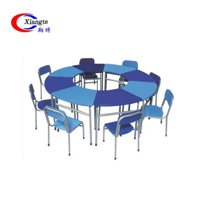 China Contemporary Cheap School Furniture Around Student Gaming School Kids Desks Used Metal Plywood And Chairs for sale