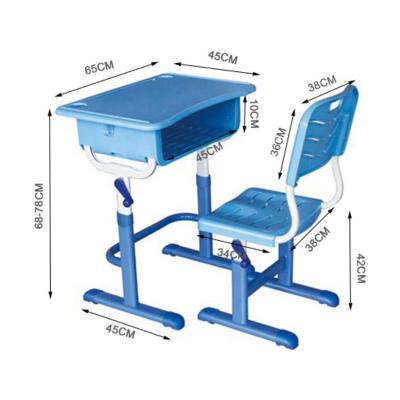 China High Quality Contemporary Used School Furniture Student High New School Cheap Plastic Adjustable Desk With Chair for sale