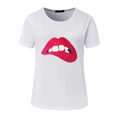 China gtkzs anti-pilling graphics women's top sleeve o top tee new fashion simple casual lips short neck summer T-shirt for sale