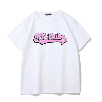 China New anti-pilling summer casual tops female letter printed soft girl tees women short sleeve T-shirt for sale