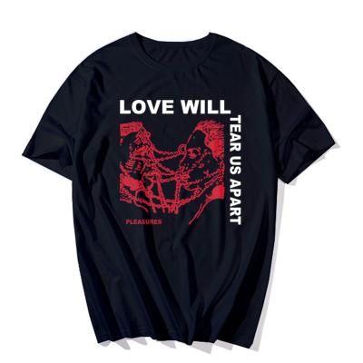 China Breathable Casual Neck T-shirt Sleeve Hip Hop Printing Love Letters Breathable Streetwear Men T Shirts for sale