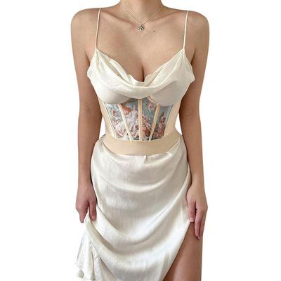 China New Fashion Anti-wrinkle Solid Color Casual Dress Women's Backless Camisole Silk Dress Long Satin for sale