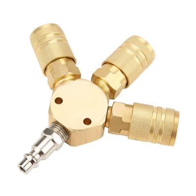 China Garment Shops Three Way Quick Connect American Three Way Air Hose Splitter Connector for sale