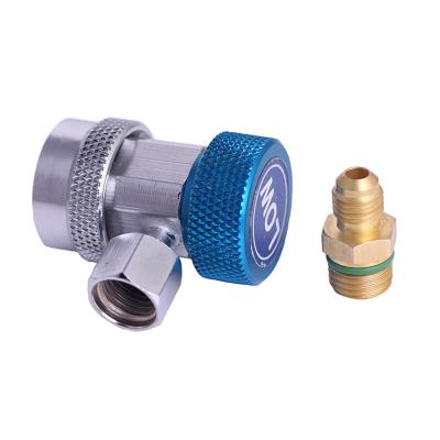 China Refrigeration Tools AC R134a Quick Coupler Connector Adapter Adjustable High&Low 1/4 SAE HVAC for sale