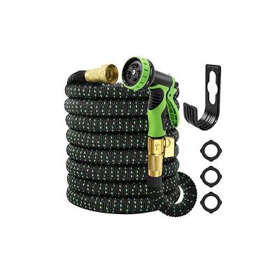 China Factory direct sale adjustable light weight 50ft brass expandable garden hose with 10 function spray nozzle for sale