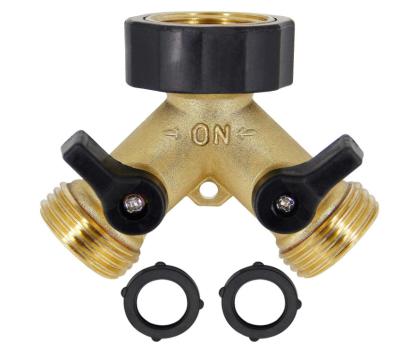 China Brass Lawn and Garden Irrigation 2 Way 3 Way Splitter Garden Swivel Hose Connector with Flow Control Walves for sale