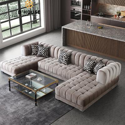 China Wholesale Modular Tech Fabric Sofa Furniture Wood Button Tufted Chesterfield Upholstered Living Room Sofa Set for sale