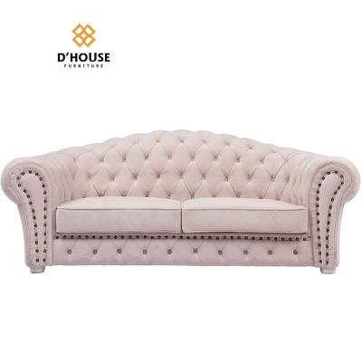 China European Luxury Cream Fabric Button Modular Sofa Upholstery Style Chesterfield Sectional Sofa For Living Room for sale