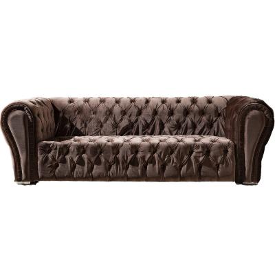 China Modular Luxury Modern Fabric Velvet Button Tufted Fabric Upholstered Chesterfield Sofa Set for sale