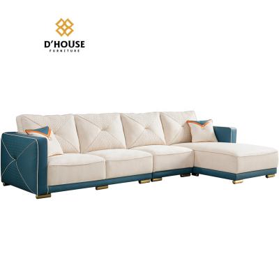 China Modular contemporary luxury and breathable leathaire l shape corner sofa living room fabrics water proof sectional furniture for sale