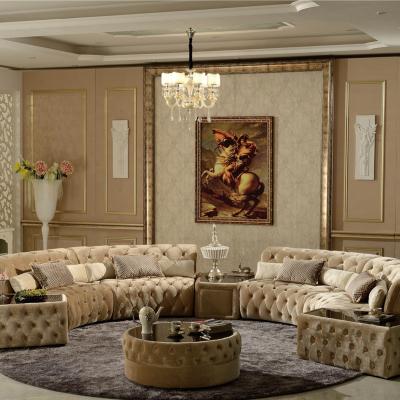 China Beige Sectional Adjustable Luxury Italian Velvet Fabric Half Around Corner Sectional Sofa Set For Living Room for sale