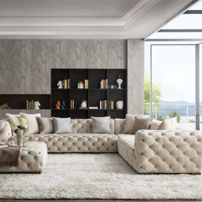 China Modular Contemporary Designer Living Room Furniture Button Tufted L Shaped Corner Chesterfield Sofas Set for sale