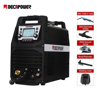 China Decapower Multifunctional MIG Welding Machine Inverter 200A Muttahida Majlis-e-Amal Cat MIG No Gas And Aluminum Microprocess Synergy Welder for sale