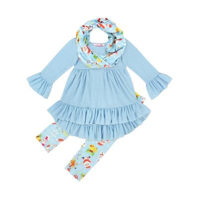 China Wholesale Soft Boutique Girl Dressing Set Kids Christmas Scarf Outfit for sale