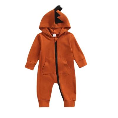 China Anti-Static Amazon Sells Children's Dinosaur Zipper Crawling Suit Baby One-Piece Hooded Clothes for sale