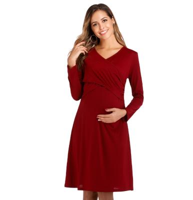 China Radiation Protection V-Neck Maternity Dress Nursing Pregnant Clothing Casual Dress for sale