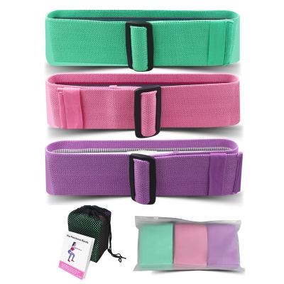 China Hot Sale Yoga 3 Pieces Set Fitness Adjustable Elastic Bands Fabric Resistance Band Set 8*93cm for sale