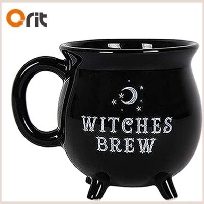 China Holiday Decorate Marble Gift Set Retro Imported Splatter Ink Wave Dot Coffee Milk Pink Camping Coffee Witches Brew Black Cauldron Mug for sale