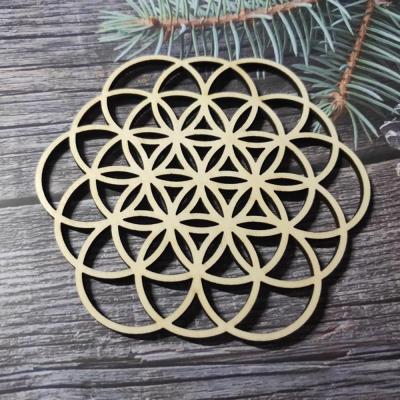 China Wholesale Europe Color Wooden Flower Of Life Wood Hollow Chip Sacred Crafts Artesanato De Madeira Wood for sale