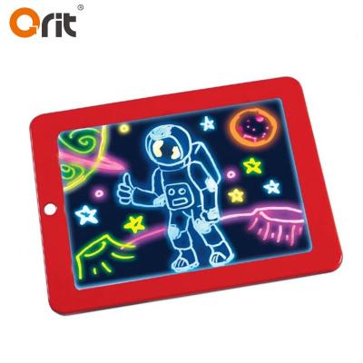 China 3d Led Drawing Board Toy Glow Art Drawing Toys 3D Magnet Educational Marking Board With Painting Colored Pens for sale