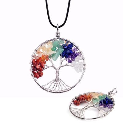 China Mateiral Wholesales Natural Shape Natural Stone Handmade Jewelry Tree of Life Crystal Stone Pendant Natural for sale