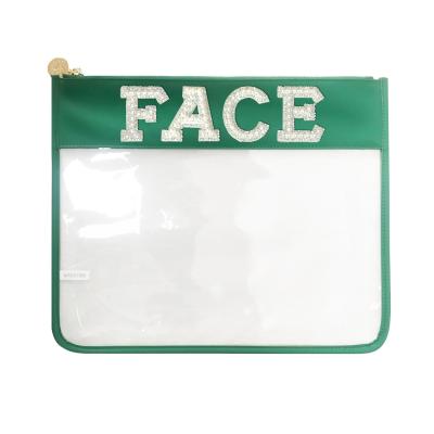 China Fashion Clear PVC PU Leather Makeup Bag Private Label Makeup Pouch Cosmetic Bag Waterproof Mini Make Up Bags for sale