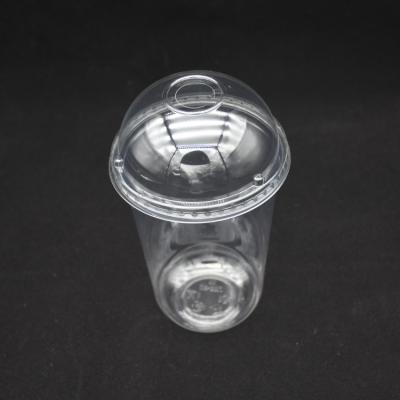 China Eco-Friendly U Shape Maker Drinking Beverage Coffee Beer Juice Transparent Clear Plastic Cup With Plastic Dome Flat Lid U Cup for sale