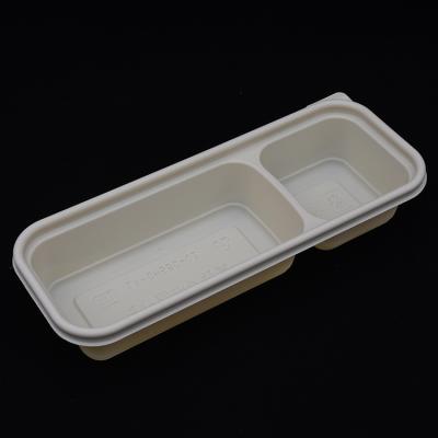 China Ambient and 2 Compartment Food Container Microwave Food Packaging Bento Disposable Biodegradable Lunch Box Disposable Lunch Box for sale