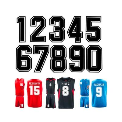 China Garment\Jeans\Shoes\Factory Bags\TUOCHENG Custom Heat Transfer Number Label Soccer Jersey Numbers Letter Design Basketball Hot Team Logo Press Sticker for sale