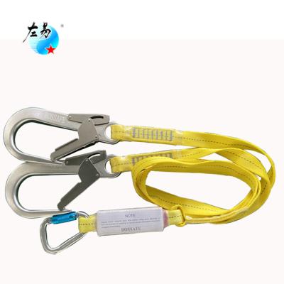 China Safety features double large hook with energy absorber lanyard for sale