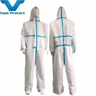 China Breathable Waterproof Blue Strip Micro Film Suit Without Shoe Cover Hit Easy to Wear for sale