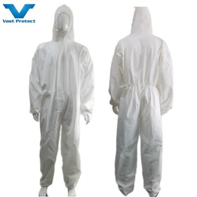 China Ankle Style Microporeuze overalls met kapsel PPE CE type 5 6 Wit beschermend isolatiepak Te koop