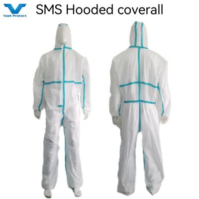 China Custom CE Type4 5 6 Protective SMS/PP Coveralls 175*140cm OEM Accepted Customizable for sale