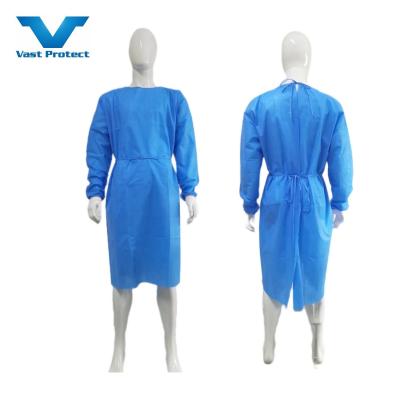 China Disposable Surgical Gown Fluid Proof Anti Static Isolation Gown Hypo Allergenic Comfort Blue AAMI Level 1/2/3 for sale