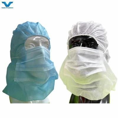 China Adults Polypropylene Non-Woven PP Disposable Protective Hood Head Cover with Face Mask for sale