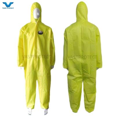 China VPT-01 175*140cm Yellow Microporous Chemical Proof Protective Coveralls for Industrial for sale