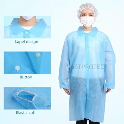 China Spring/Autumn Season Lab Coat for Workshop with Protective Nonwoven PP Material and Snaps Buttons for sale