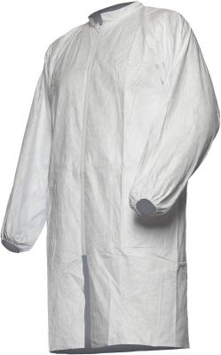 China White Tyvek Micro-Porous Chemical Resistance Lab Coat 25GSM Dustproof for Protection for sale