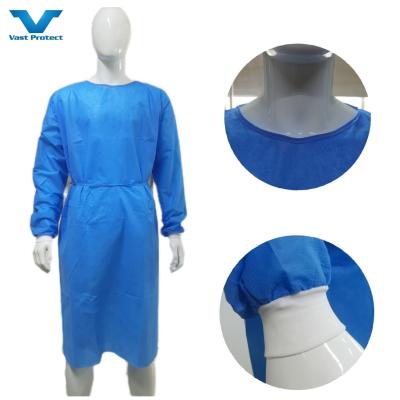 China 45GSM Disposable Surgical Gown Non-Woven Fabric Isolation Gown for Infection Prevention for sale