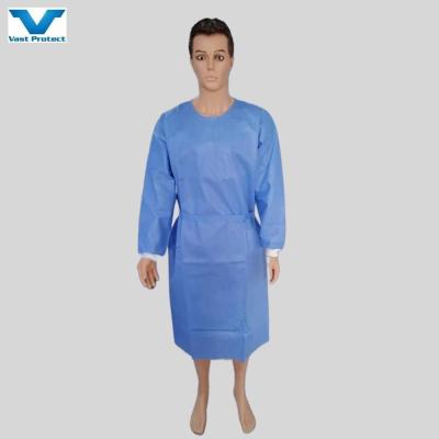 China M/L/XL Waterproof Non-Sterile Isolation Gown AAMI Level 1/2/3 SMS Non-Woven Protective Clothing for sale