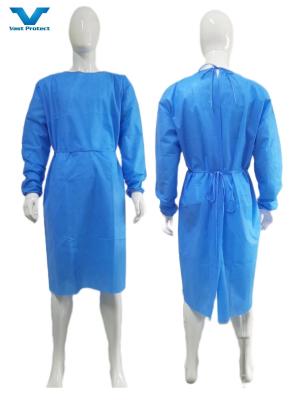 China Infection Prevention Adult Group Isolation Gown Blue Waterproof SMS PPE Surgical Gown for sale